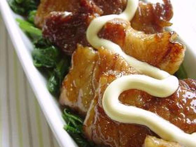 厚切り豚バラの照り焼き。